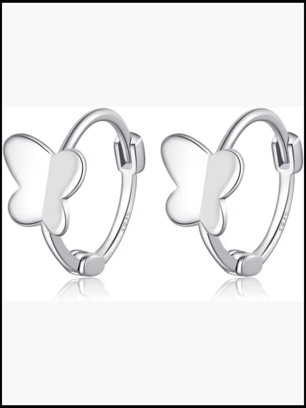 Solid 925 Sterling Silver Butterfly Hoop Earrings Huggie Cute Screw Back